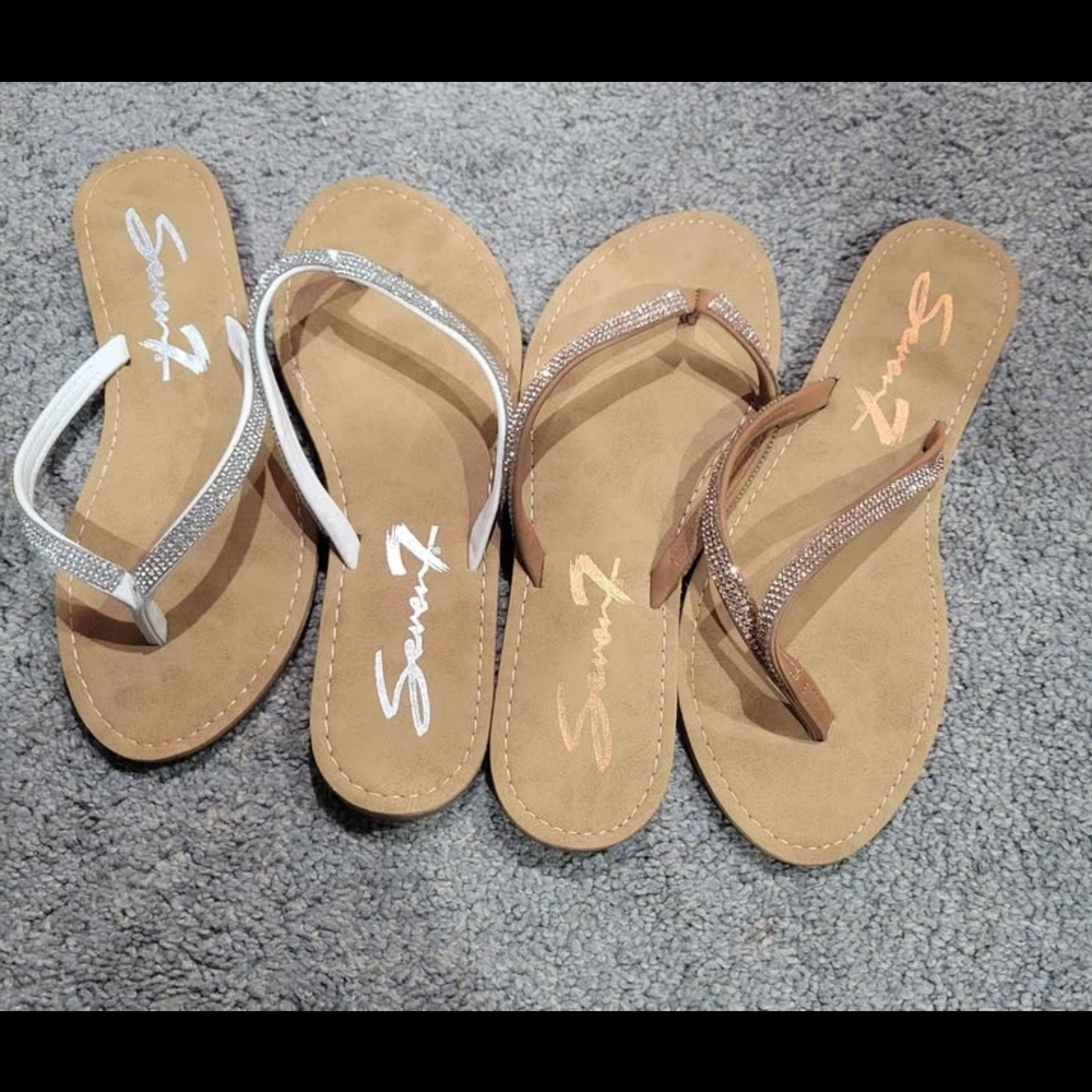 Seven7 White and Tan Sandals Casual Beach Style